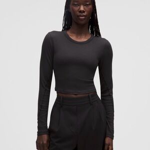 lululemon athletica Charcoal Long Sleeve Crop Top